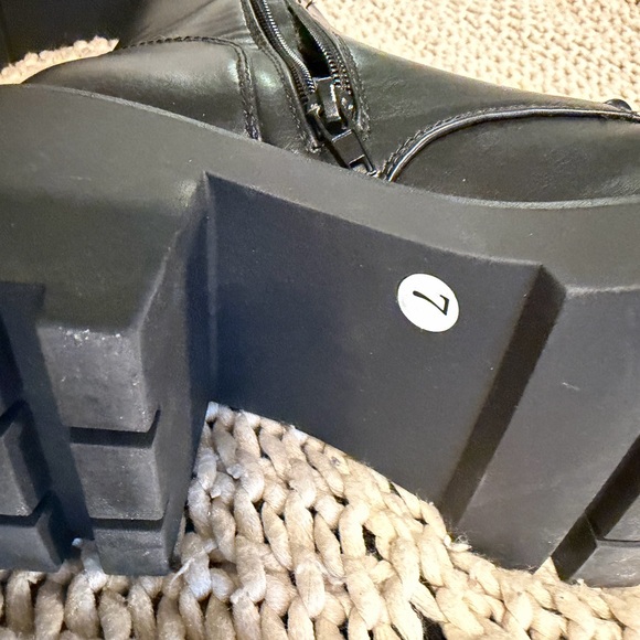 Black Combat Chain Lace Up Boots - Picture 5 of 7